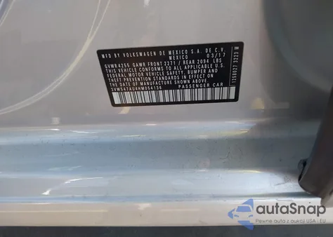 2017 Volkswagen Golf Gti Autobahn 4-Door/S 4-Door/Se 4-Door/Sport 4-Door z USA, uszkodzony, nr VIN 3VW547AU4HM054136